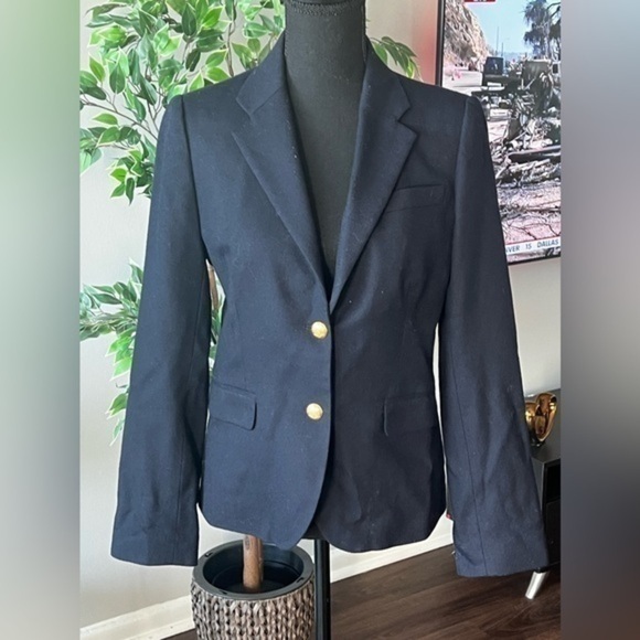 J Crew Schoolboy Blazer Jacket Navy Blue Size 6 - Picture 1 of 5